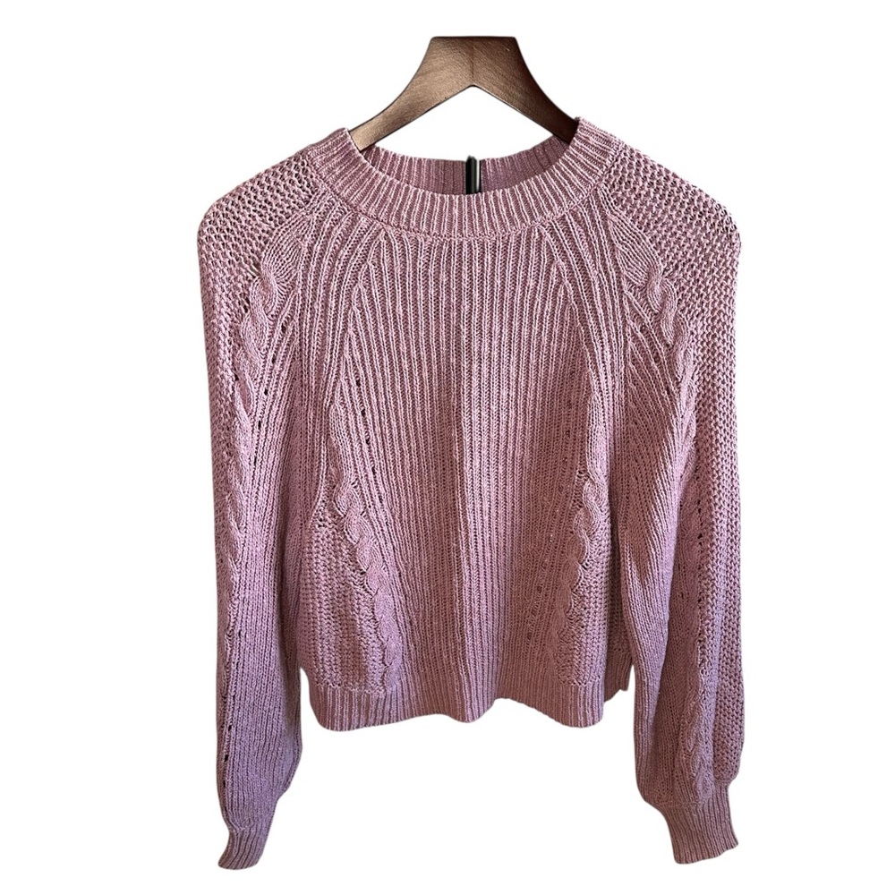 American Eagle Outfitters Mauve Pink Cable Knit Crewneck Sweater